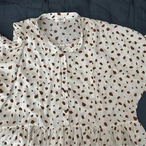 Umgee Cream and Brown Patterned Blouse
